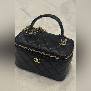 Chanel Black Quilted Mini Bag with Gold Chain